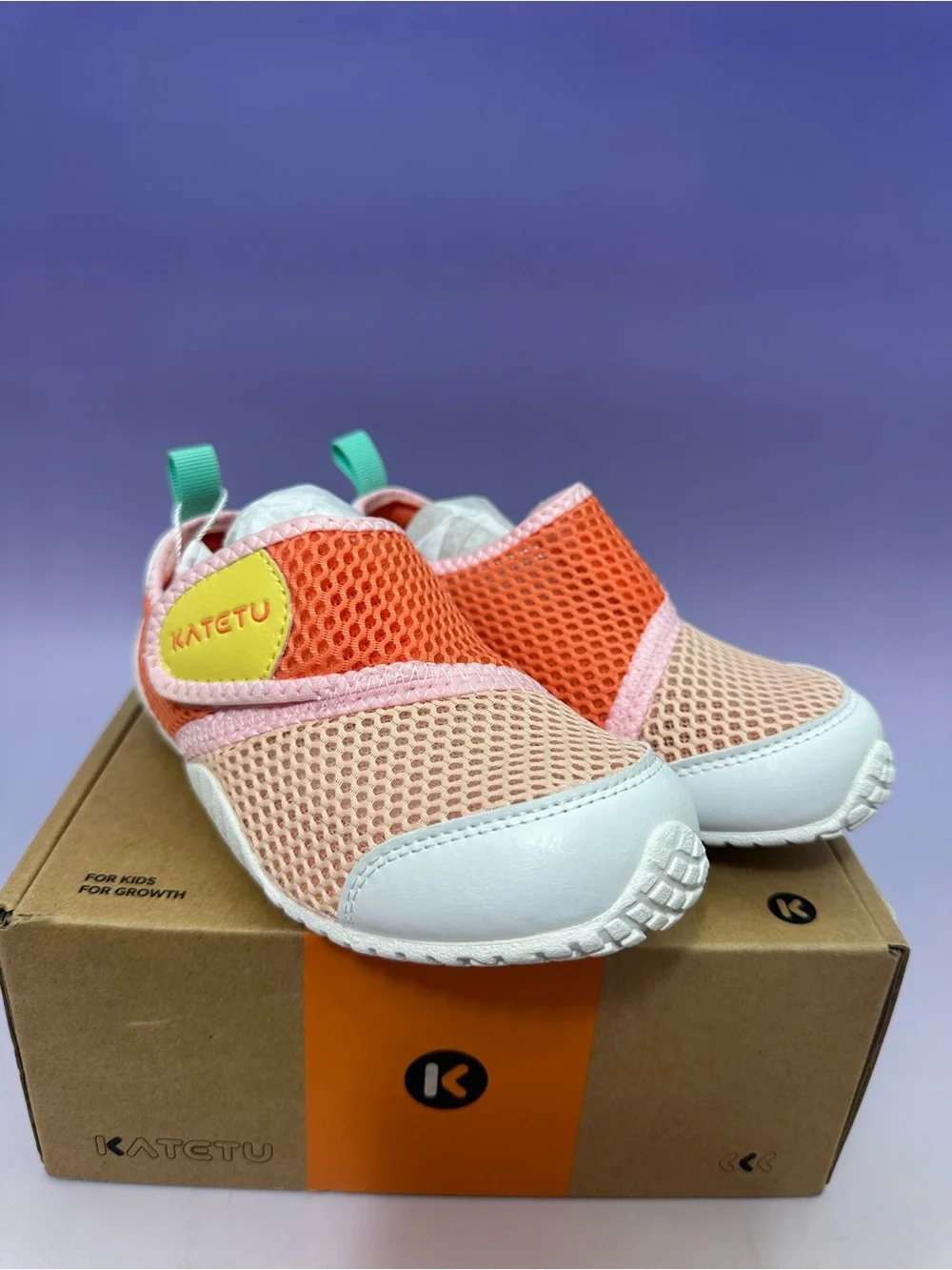 Kids Pink & Orange Mesh Slip-On Sneakers Lightweight Casual Shoes